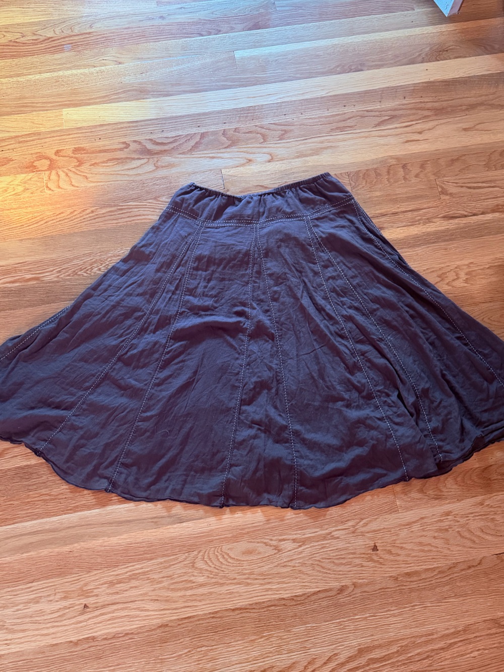 Dark Brown lined Flared flowy Midi Skirt